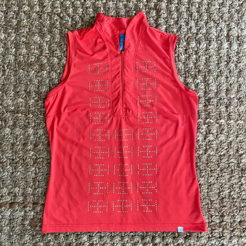 GG Blue Sleeveless Golf Top | Size Large | Studded Detail | Athletic